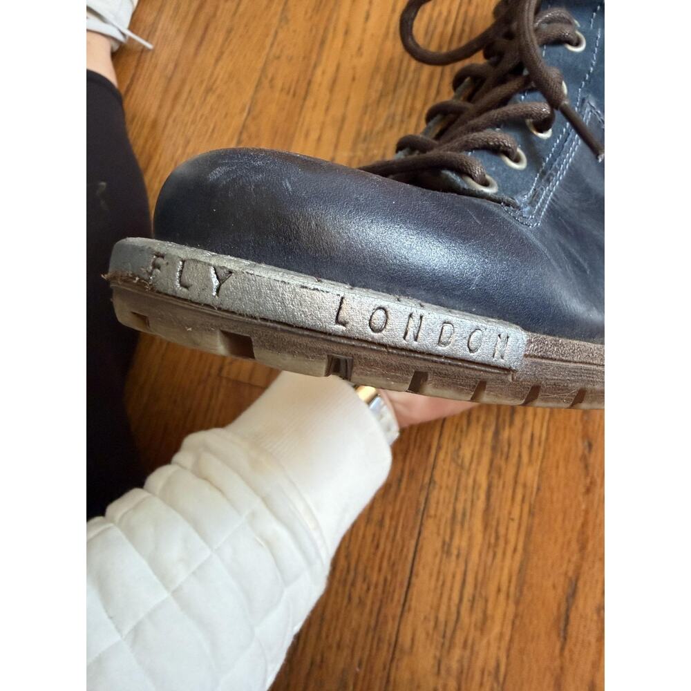 FLY London Boots Womens Size 8 Blue Leather Suede Lace Up Ankle Zip P143689003 - Picture 3 of 11